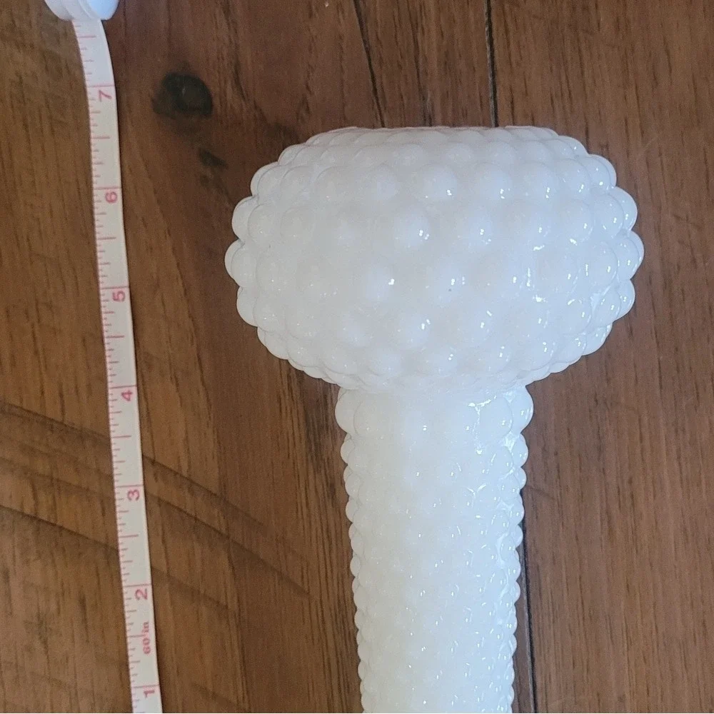 Vintage‎ White Milk Glass Hobnail Bud Vase Bulbous Base Mid Century Modern 6.5